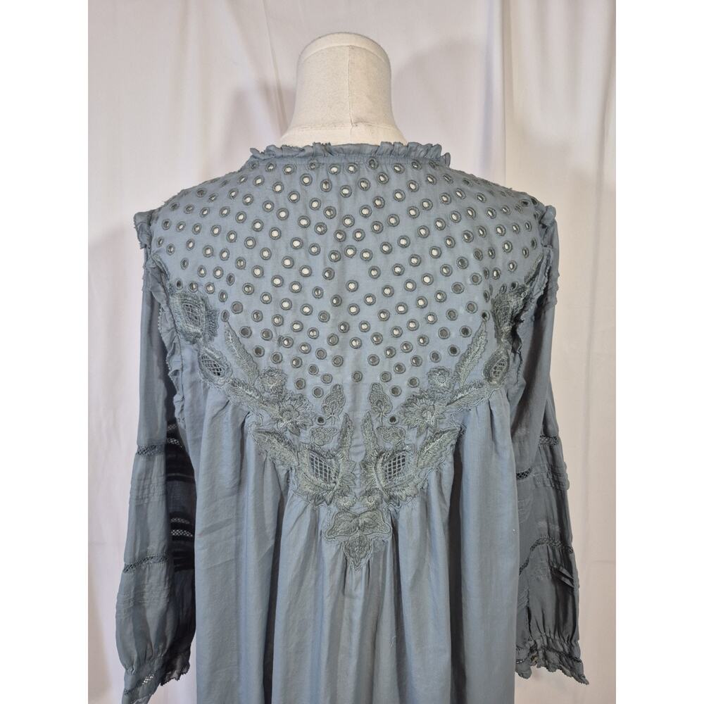 Sundance Catalog Andi Lace Blue Cotton Blend Mini Dress Large - Picture 9 of 11